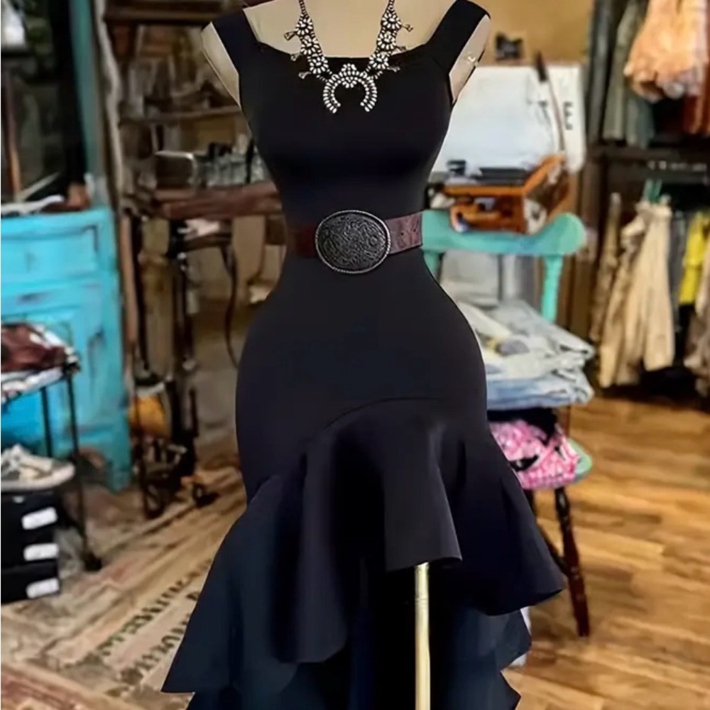 Elegant Black Ruffled Dress